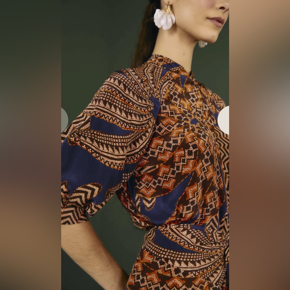 Farm Rio Yawanawa Vanahu Midi Dress NWT Large Boho Tribal Belted - Picture 7 of 15